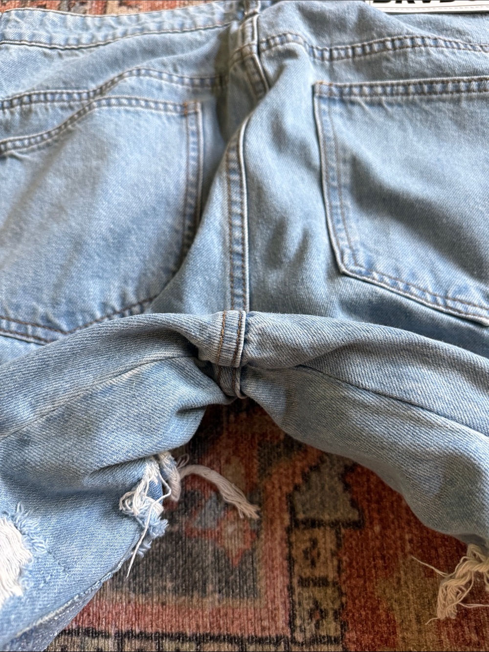 Who Decides War Light Blue Patchwork Distressed Men's Straight Jeans - Picture 9 of 9